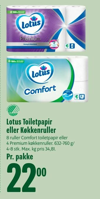Min Købmand Lotus Toiletpapir eller Køkkenruller tilbud