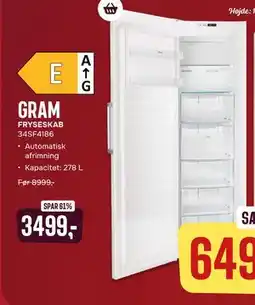 Skousen GRAM FRYSESKAB 34SF4186 tilbud
