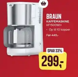Skousen BRAUN KAFFEMASKINE KF1500WH tilbud