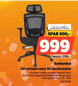 Power dacota kontorstol tilbud