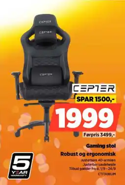 Power Cep1er Gaming stol tilbud