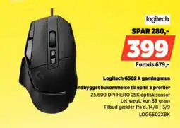 Power Logitech G502 X gaming mus tilbud