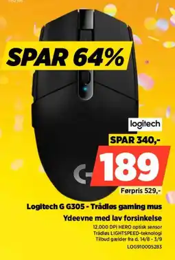 Power Logitech G G305 - Trådløs gaming mus tilbud