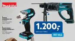 Davidsen Makita slagnøgle 18 v dtw300z og makita bore-/mejselhammer 18 v dhr202z tilbud