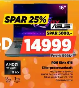 Power Asus ROG Strix G16 Elite-processorkraft tilbud
