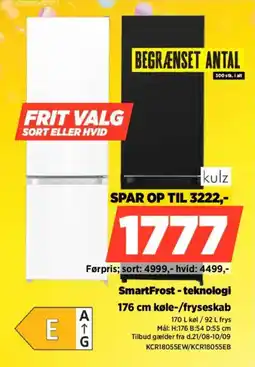 Power kulz 176 cm køle-/fryseskab tilbud