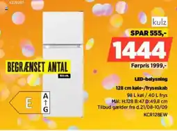 Power kulz 128 cm køle-/fryseskab tilbud