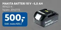 Davidsen Makita batteri 18 v - 6,0 ah tilbud