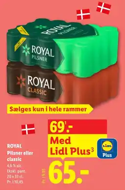 Lidl Royal pilsner eller classic tilbud
