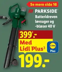 Lidl Parkside batteridreven løvsuger og -blæser 40 V tilbud