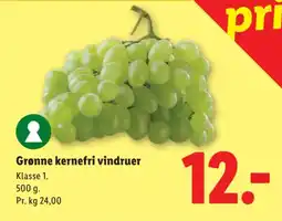 Lidl Grønne kernefri vindruer tilbud