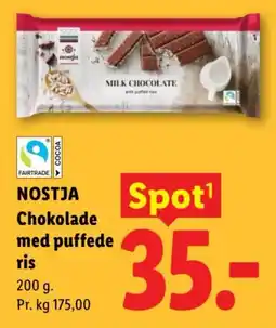 Lidl Nostja Chokolade med puffede ris tilbud