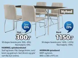 JYSK Hammel spisebordsstol tilbud