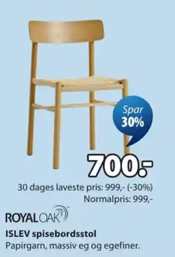 JYSK Royal Oak Islev spisebordsstol tilbud