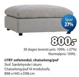 JYSK Lyby sofamodul, chaiselong/puf tilbud
