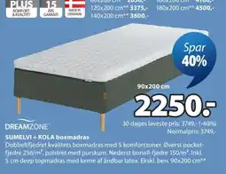 JYSK Dreamzone Sumelvi + Kola boxmadras tilbud