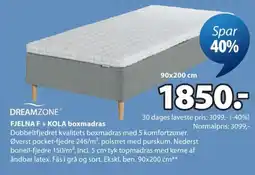 JYSK Dreamzone Fjelna F + Kola boxmadras tilbud