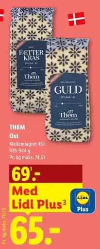 Lidl Them ost mellemagret 45+ tilbud