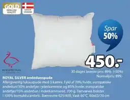 JYSK Ringsted Dun Royal Silver andedunspude tilbud