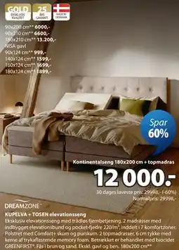 JYSK KUPELVA + TOSEN elevationsseng tilbud