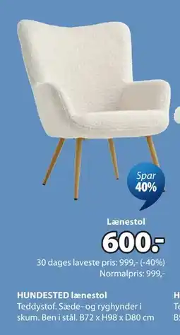 JYSK HUNDESTED lænestol tilbud
