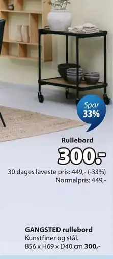 JYSK GANGSTED rullebord tilbud