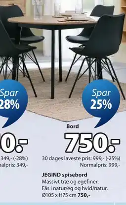 JYSK JEGIND spisebord tilbud