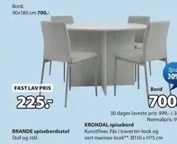 JYSK BRANDE spisebordsstol tilbud
