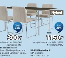 JYSK HORNUM spisebord tilbud