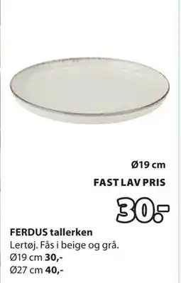 JYSK FERDUS tallerken tilbud