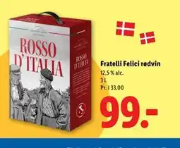 Lidl Fratelli Felici rødvin tilbud