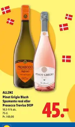 Lidl ALLINI Pinot Grigio Blush Spumante rosé eller Prosecco Treviso DOP tilbud