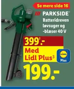 Lidl PARKSIDE Batteridreven løvsuger og -blæser 40 V tilbud