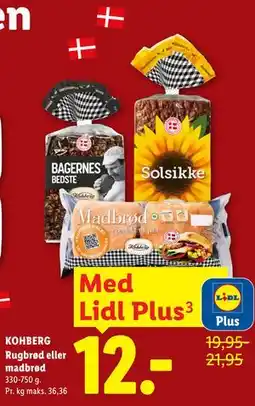 Lidl KOHBERG Rugbrød eller madbrød, App-pris tilbud