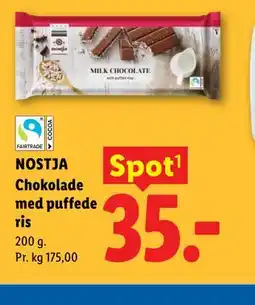 Lidl NOSTJA Chokolade med puffede ris tilbud