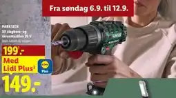Lidl PARKSIDE 3i1 slagbore- og skruemaskine 20 V tilbud
