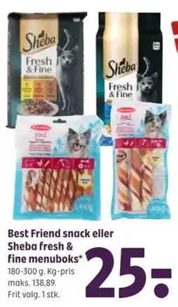 Coop 365 Best Friend snack eller Sheba fresh & fine menuboks tilbud