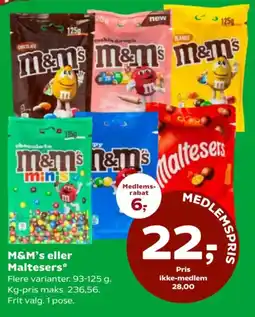 Coop 365 M&M's eller Maltesers tilbud