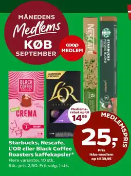 Coop 365 Starbucks Nescafe LOR Black Coffee Roasters kaffekapsler tilbud