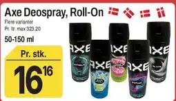 ABC Lavpris Axe Deospray, Roll-On tilbud