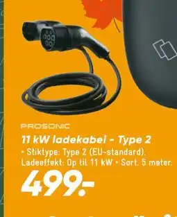Bilka PROSONIC 11 kW ladekabel - Type 2 tilbud