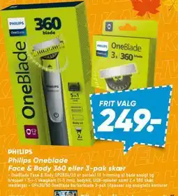 Bilka Philips Oneblade Face & Body 360 eller 3-pak skær tilbud