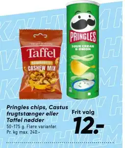 Bilka Pringles chips, Castus frugtstænger eller Taffel nødder tilbud