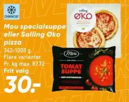 Bilka Mou specialsuppe eller Salling Øko pizza tilbud