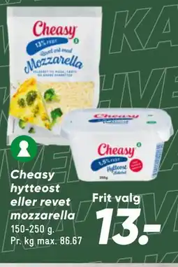 Bilka Cheasy hytteost eller revet mozzarella tilbud