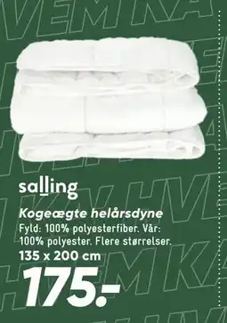 Bilka salling Kogeægte helårsdyne tilbud