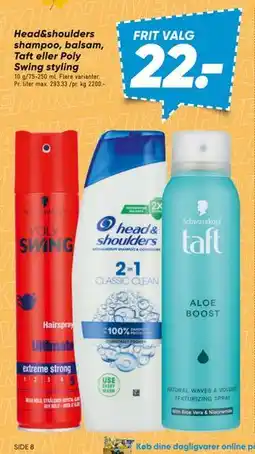 Bilka Head&shoulders shampoo, balsam, Taft eller Poly Swing styling tilbud