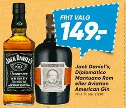 Bilka Jack Daniel’s, Diplomatico Mantuano Rom eller Aviation American Gin tilbud