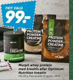 Bilka Murph whey protein med kreatin eller Optimum Nutrition kreatin tilbud
