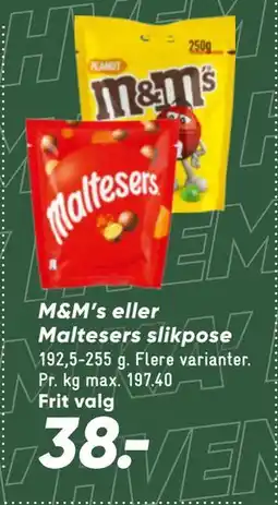 Bilka M&M’s eller Maltesers slikpose tilbud